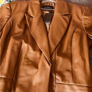ELOQUII Faux Leather Blazer with Belt